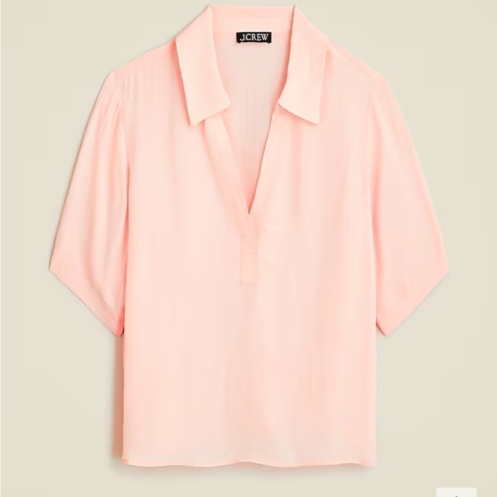 J crew Bungalow popover top in crepe de chine delicate bloom pink